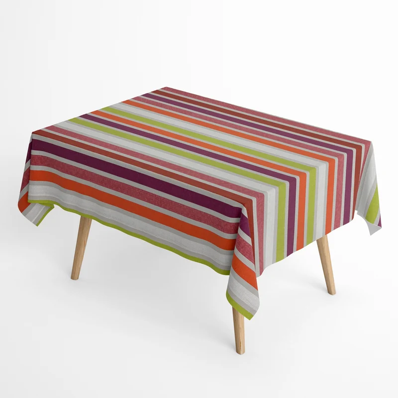Jacquard Tischdecke aus beschichteter Baumwolle mit Fleckenschutz CARAVAGIO MULTI bunte Streifen eckig rund oval