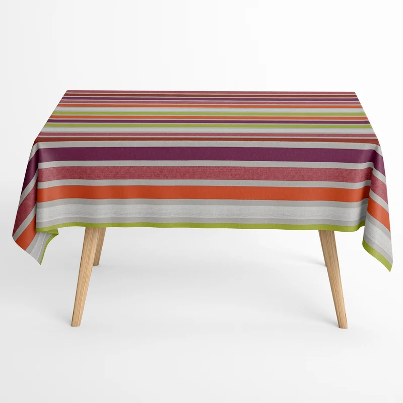 Jacquard Tischdecke aus beschichteter Baumwolle mit Fleckenschutz CARAVAGIO MULTI bunte Streifen eckig rund oval