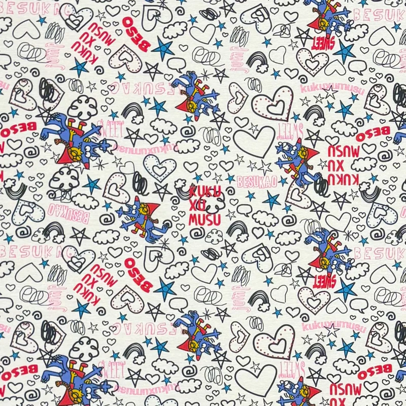 Jacquard Tischdecke aus beschichteter Baumwolle mit Fleckenschutz KUKUXUMUSU 08 Comic eckig rund oval
