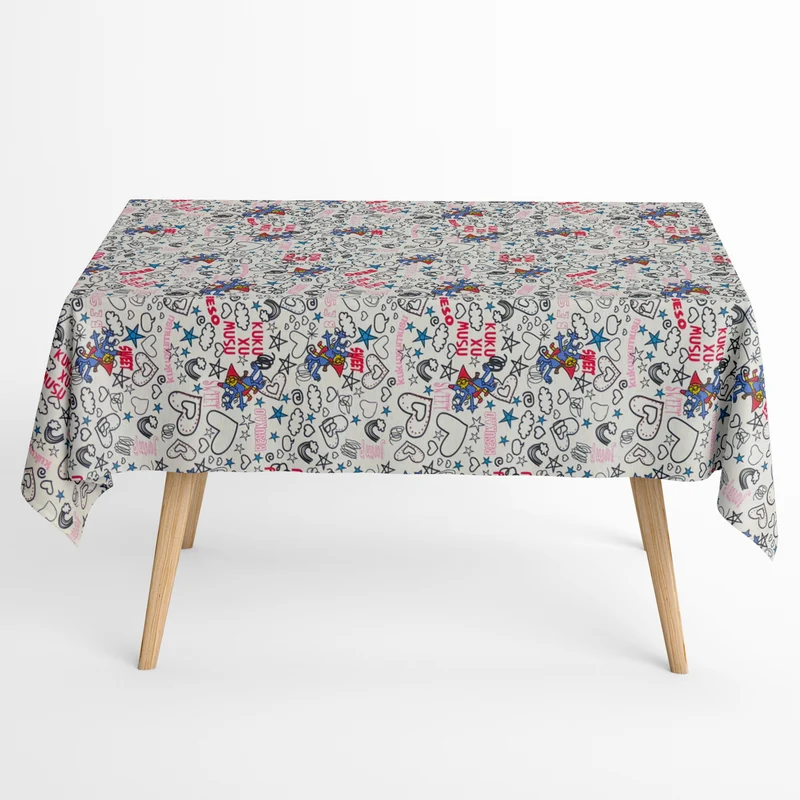 Jacquard Tischdecke aus beschichteter Baumwolle mit Fleckenschutz KUKUXUMUSU 08 Comic eckig rund oval