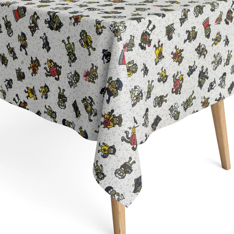Jacquard Tischdecke aus beschichteter Baumwolle mit Fleckenschutz KUKUXUMUSU 06 Comic eckig rund oval