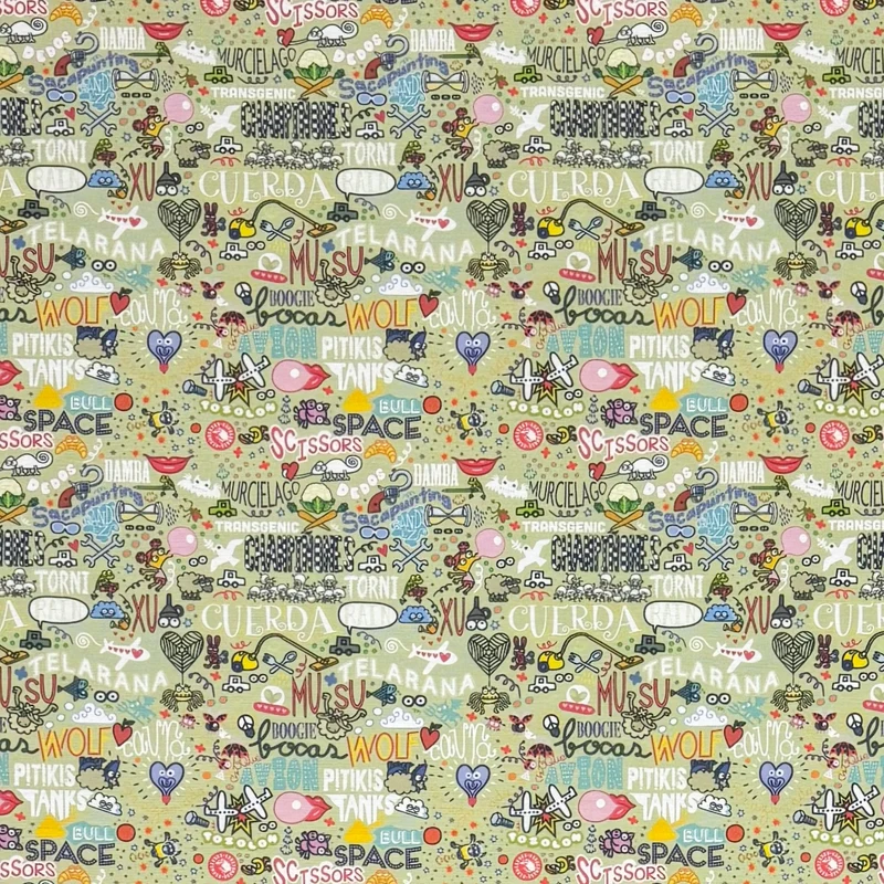 Jacquard Tischdecke aus beschichteter Baumwolle mit Fleckenschutz KUKUXUMUSU 07 Comic eckig rund oval
