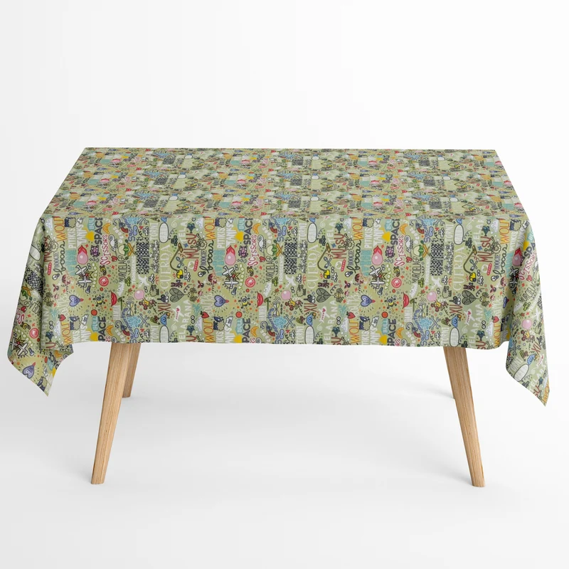 Jacquard Tischdecke aus beschichteter Baumwolle mit Fleckenschutz KUKUXUMUSU 07 Comic eckig rund oval