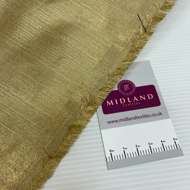 Gold Shimmer Raw Faux Silk Dupion Shantung Dress Fabric M1519 Mtex