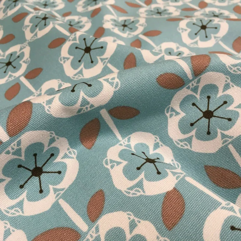 Duck egg Floral 100% Cotton Canvas Craft Fabric MK856-27