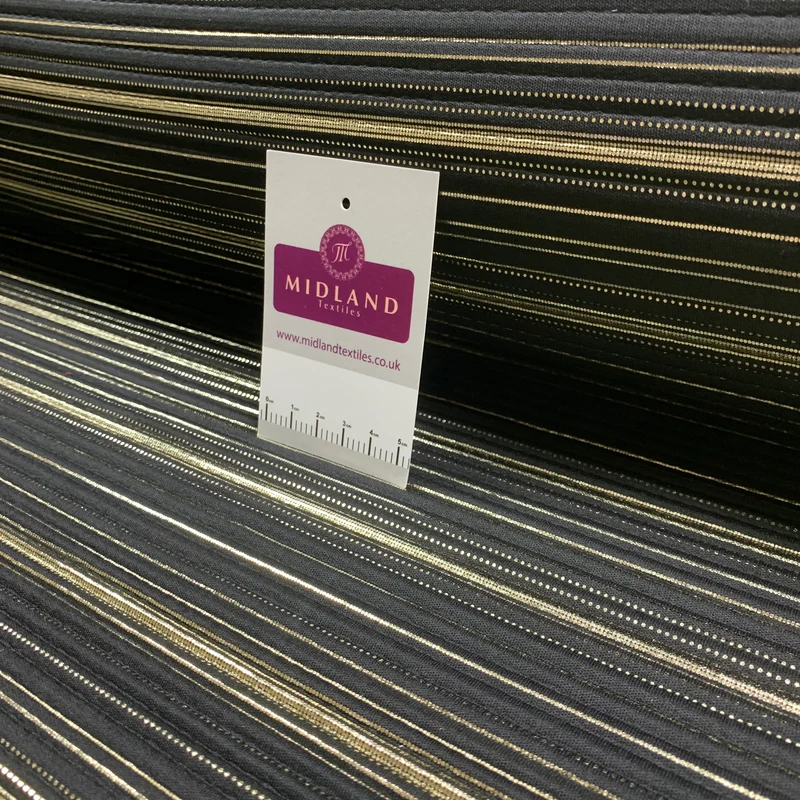 Black with Gold Foil pleated palazzo trouser fabric M1403 Mtex