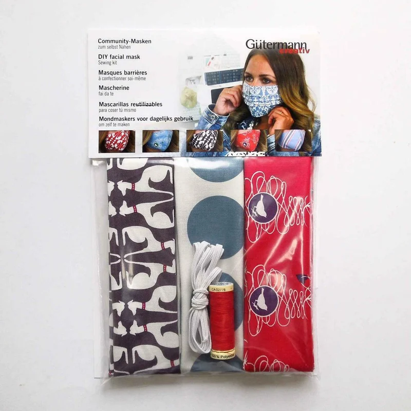 Gutermann DIY Face Masks Sewing Kit (3 pcs) Fabric Thread Elastic M1475