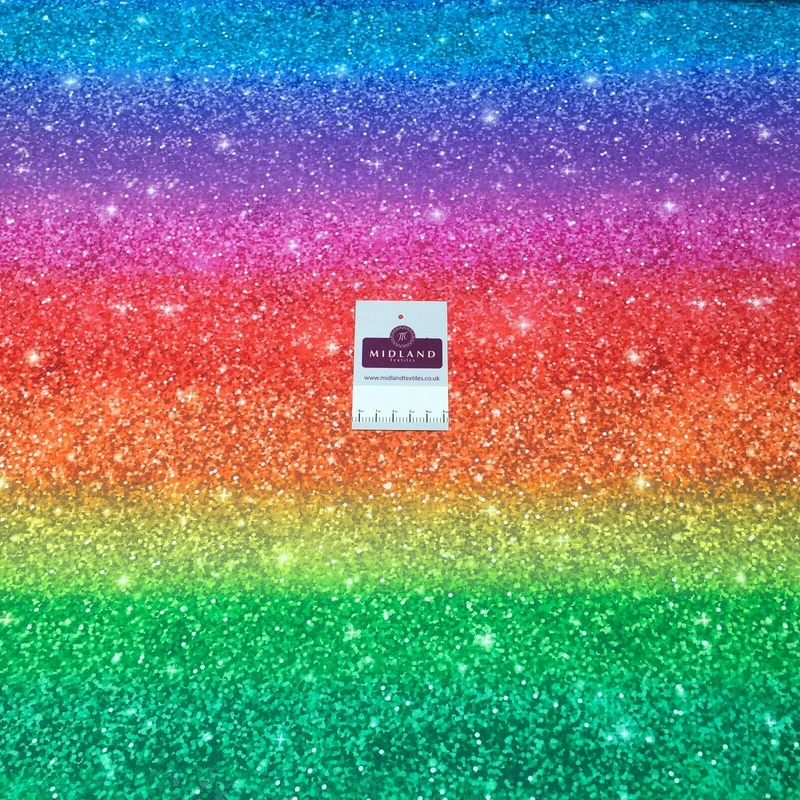 Rainbow glitter effect Digital Printed 100% Cotton mask Fabric MH1454 Mtex