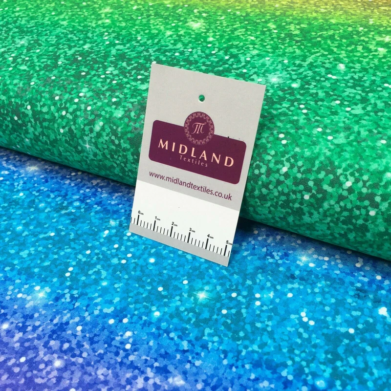 Rainbow glitter effect Digital Printed 100% Cotton mask Fabric MH1454 Mtex