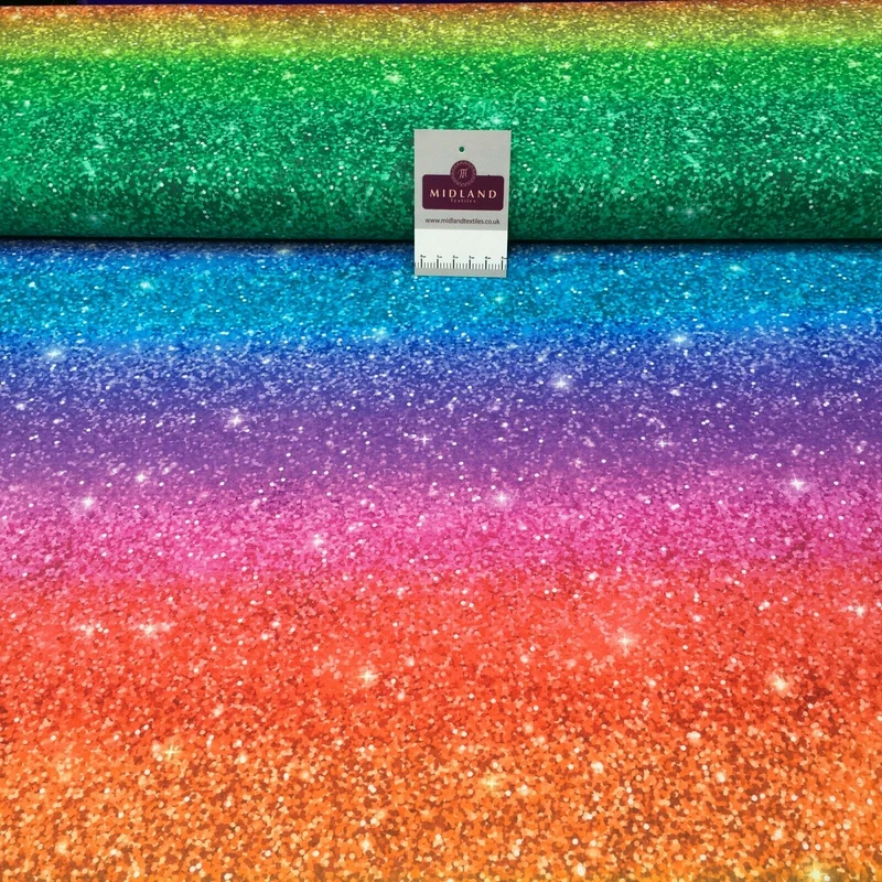 Rainbow glitter effect Digital Printed 100% Cotton mask Fabric MH1454 Mtex