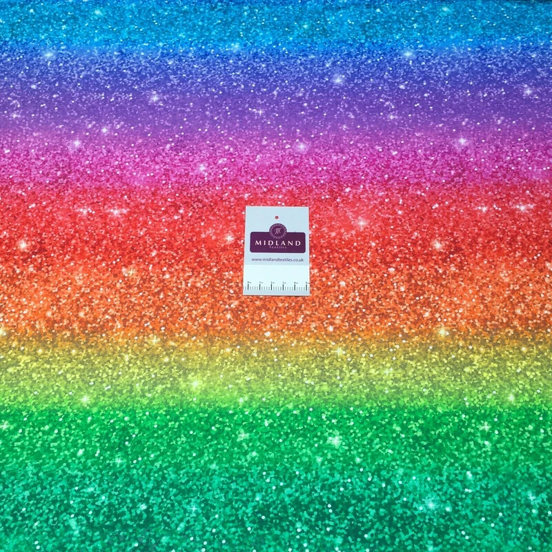 Rainbow glitter effect Digital Printed 100% Cotton mask Fabric MH1454 Mtex