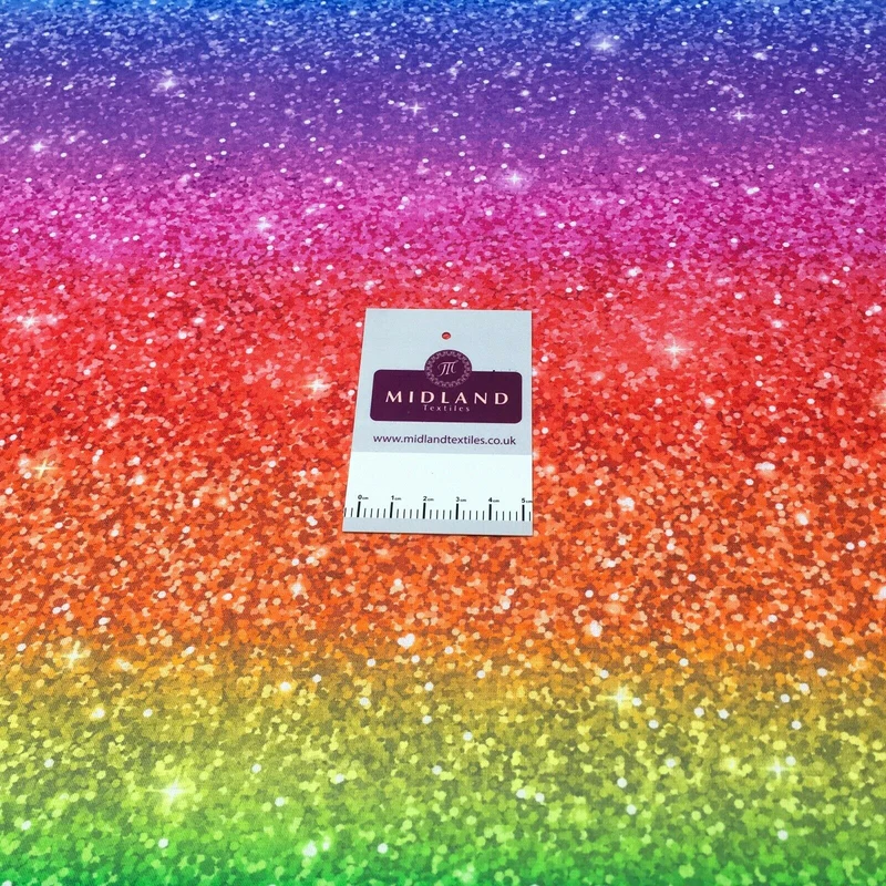 Rainbow glitter effect Digital Printed 100% Cotton mask Fabric MH1454 Mtex
