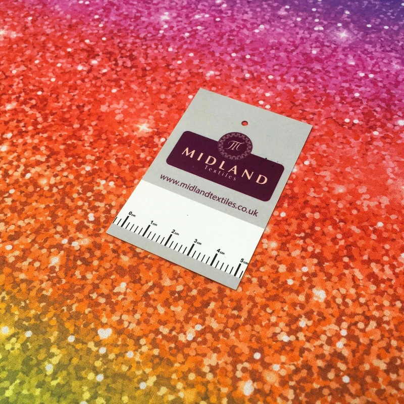 Rainbow glitter effect Digital Printed 100% Cotton mask Fabric MH1454 Mtex