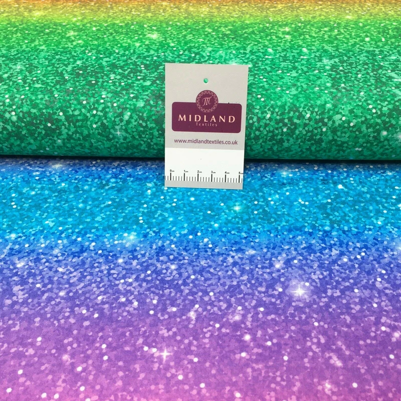Rainbow glitter effect Digital Printed 100% Cotton mask Fabric MH1454 Mtex