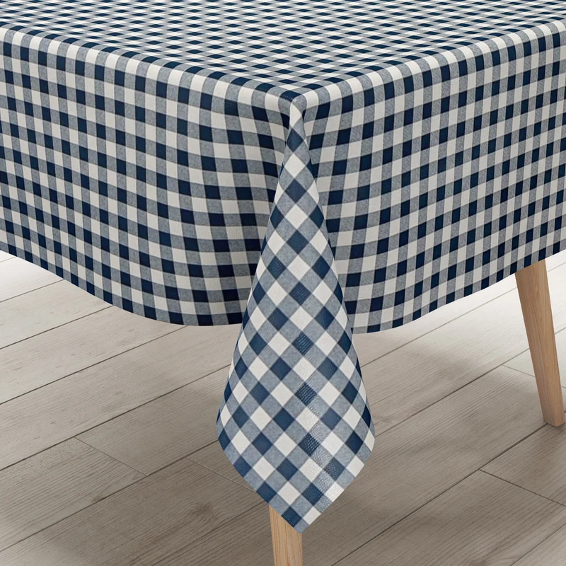 Wachstuch Tischdecke C141012 blau kariert klein Vichy eckig rund oval