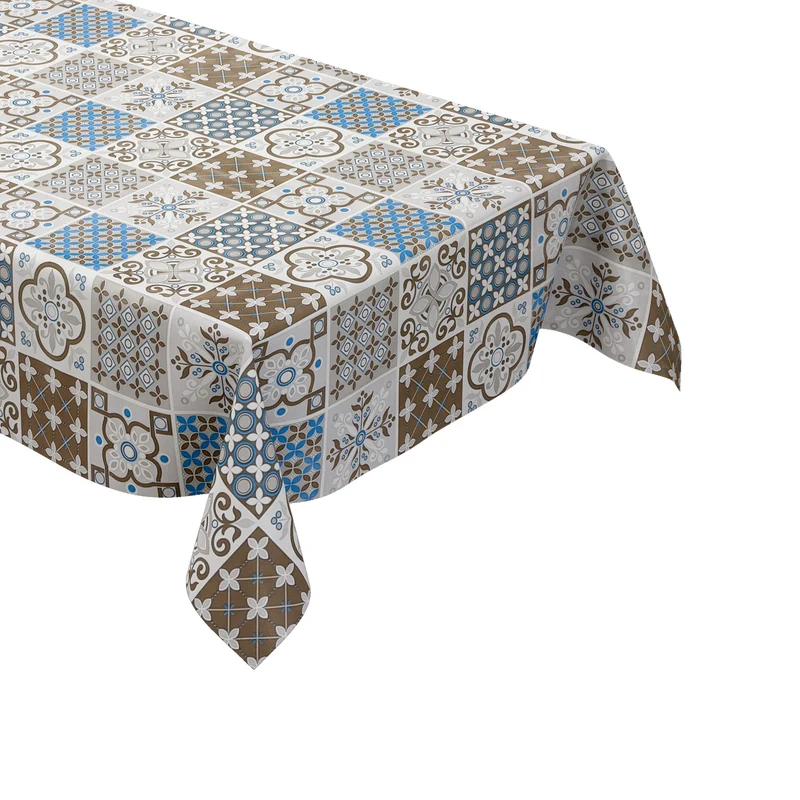 Wachstuch Tischdecke C141088 Mosaik blau braun Fliesen Portugal eckig rund oval