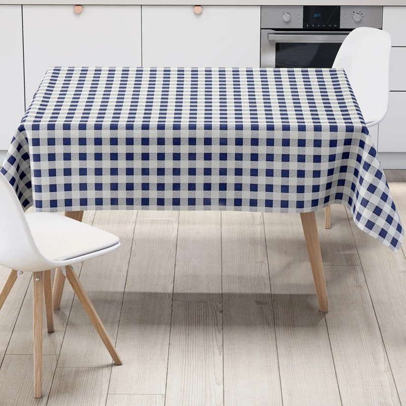 Wachstuch Tischdecke P107-2 blau kariert groß eckig rund oval