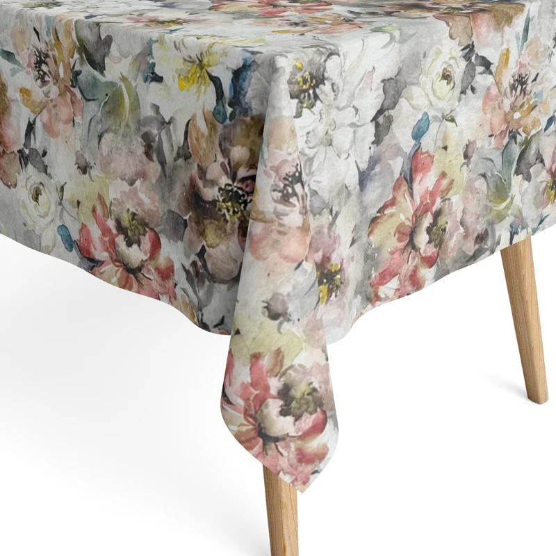 textile Tischdecke Jacquard beschichtete Baumwolle DP120 Blumen Blüten eckig rund oval