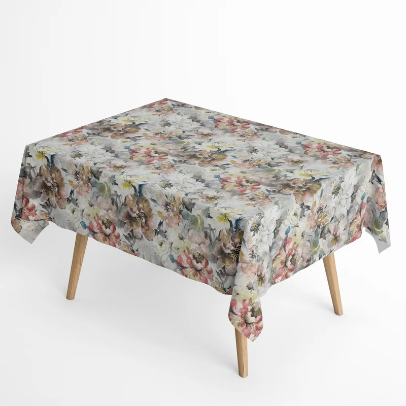 textile Tischdecke Jacquard beschichtete Baumwolle DP120 Blumen Blüten eckig rund oval