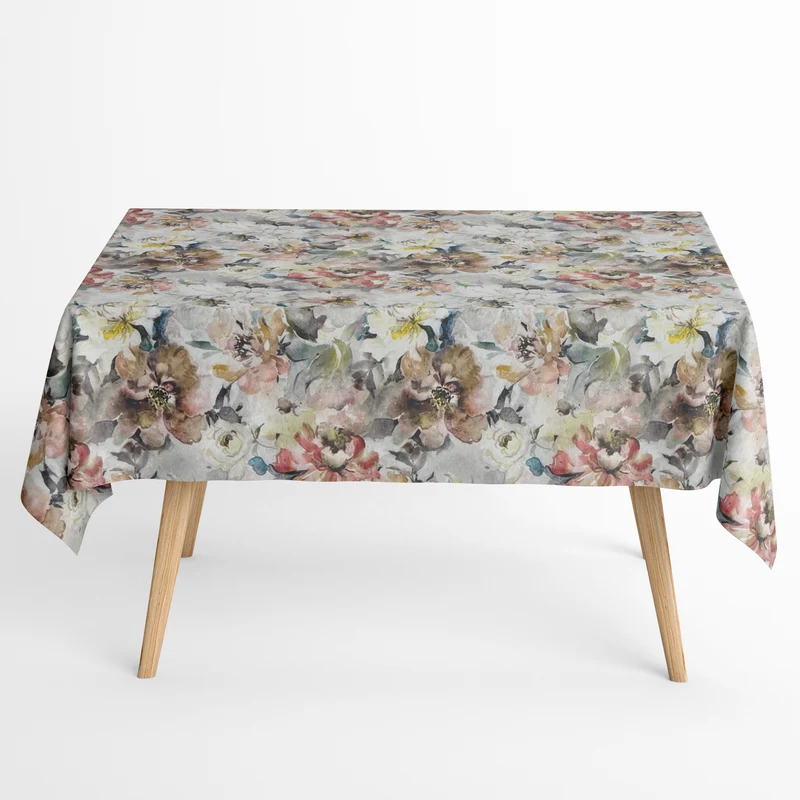 textile Tischdecke Jacquard beschichtete Baumwolle DP120 Blumen Blüten eckig rund oval