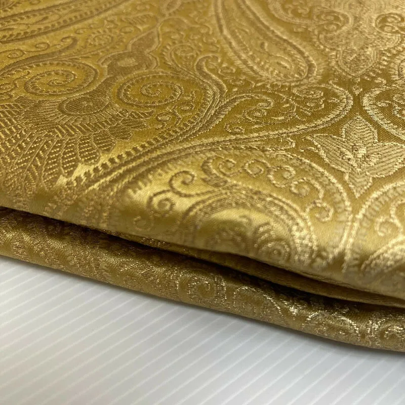 Ornamental paisley gold metallic print Indian banarsi Brocade fabric M1537 Mtex