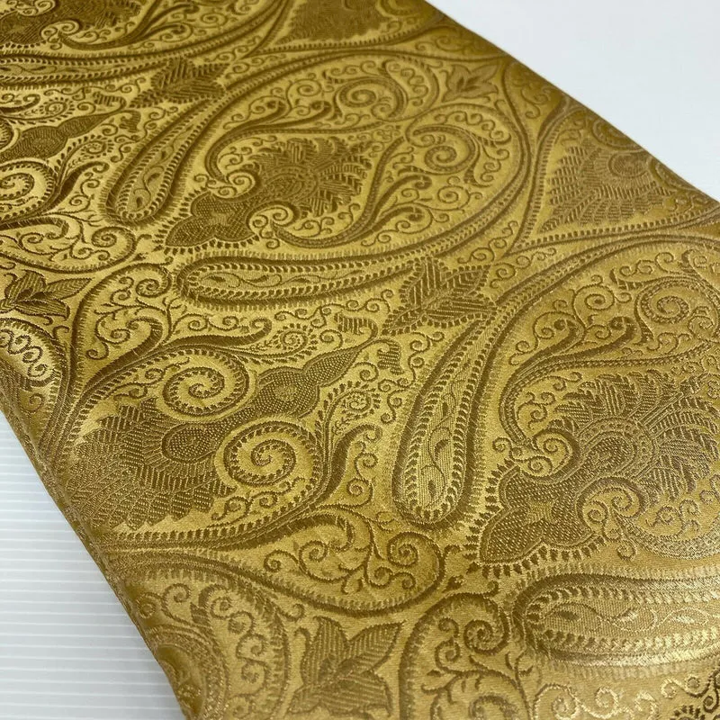 Ornamental paisley gold metallic print Indian banarsi Brocade fabric M1537 Mtex