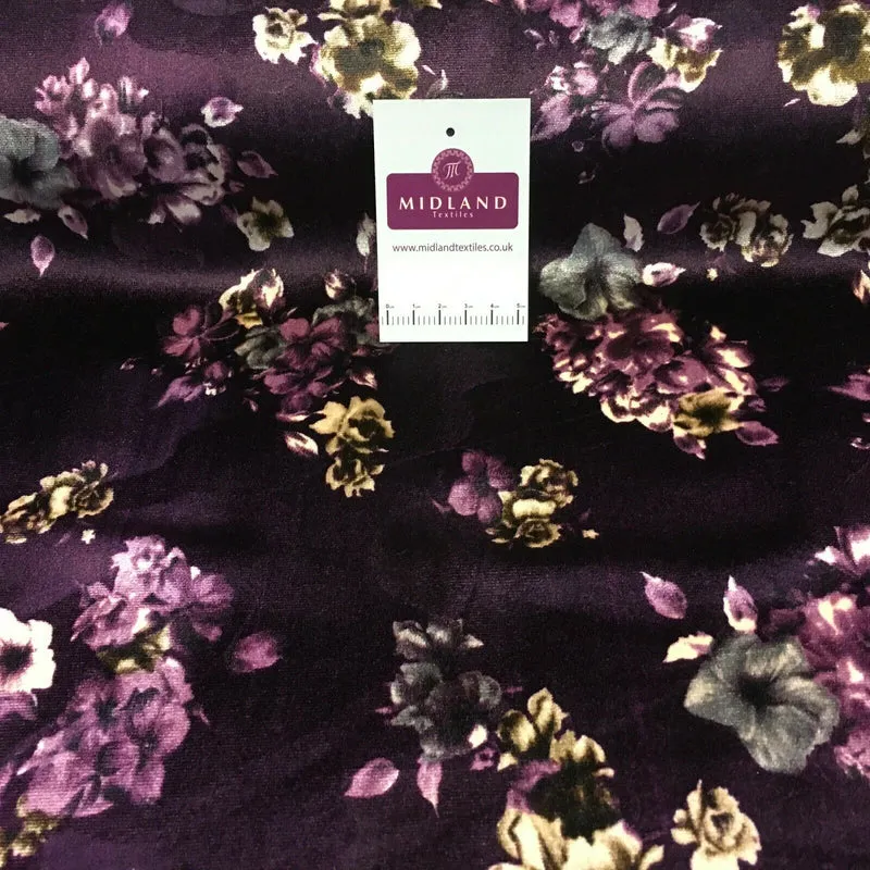Vintage Floral Velvet Velour Stretch Printed dress fabric MA1430 Mtex
