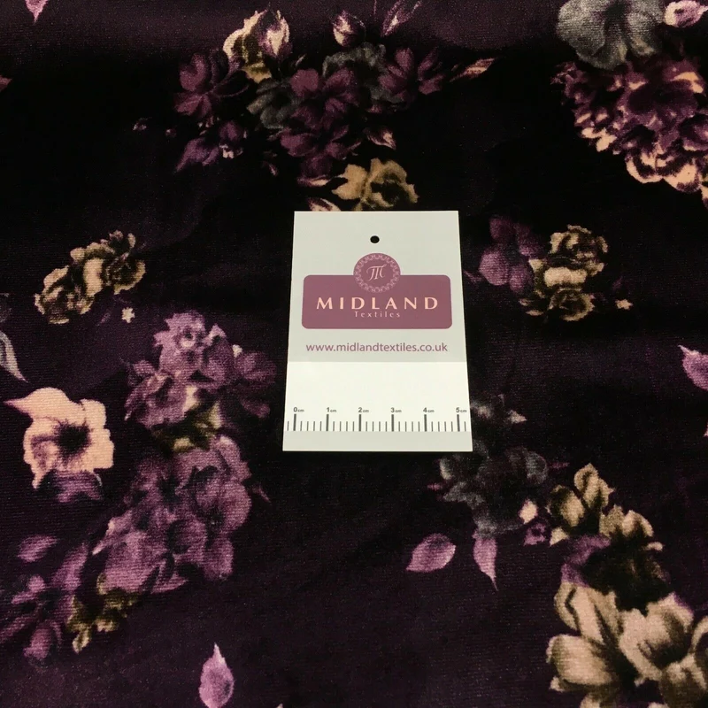 Vintage Floral Velvet Velour Stretch Printed dress fabric MA1430 Mtex