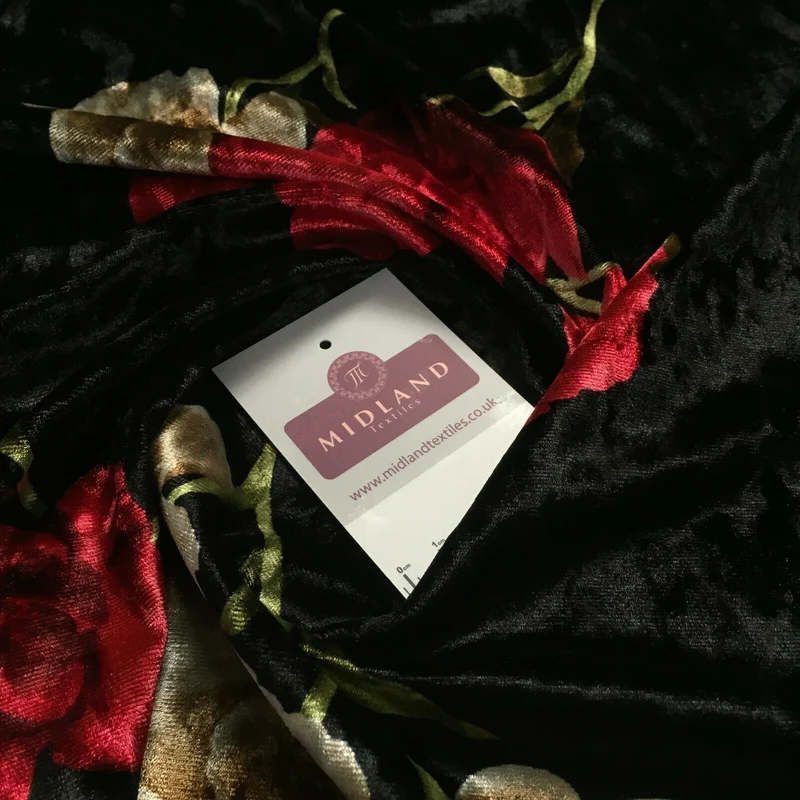 Vintage Floral Velvet Velour Stretch Printed dress fabric MA1430 Mtex