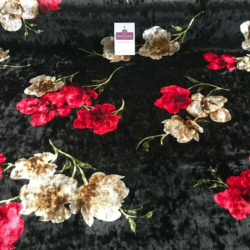 Vintage Floral Velvet Velour Stretch Printed dress fabric MA1430 Mtex