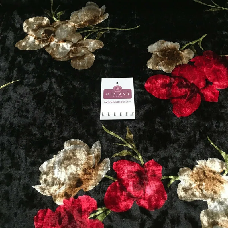 Vintage Floral Velvet Velour Stretch Printed dress fabric MA1430 Mtex