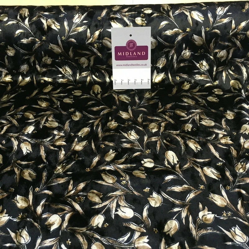 Vintage Floral Velvet Velour Stretch Printed dress fabric MA1430 Mtex