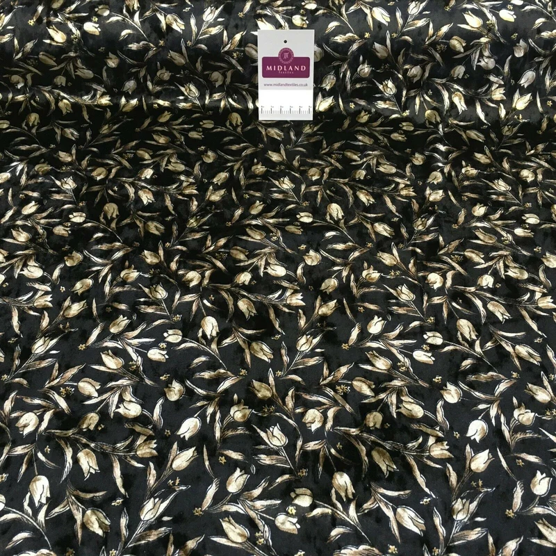 Vintage Floral Velvet Velour Stretch Printed dress fabric MA1430 Mtex