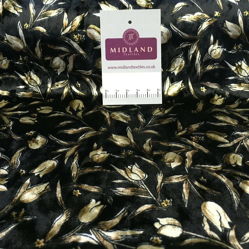 Vintage Floral Velvet Velour Stretch Printed dress fabric MA1430 Mtex