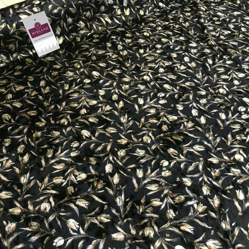 Vintage Floral Velvet Velour Stretch Printed dress fabric MA1430 Mtex