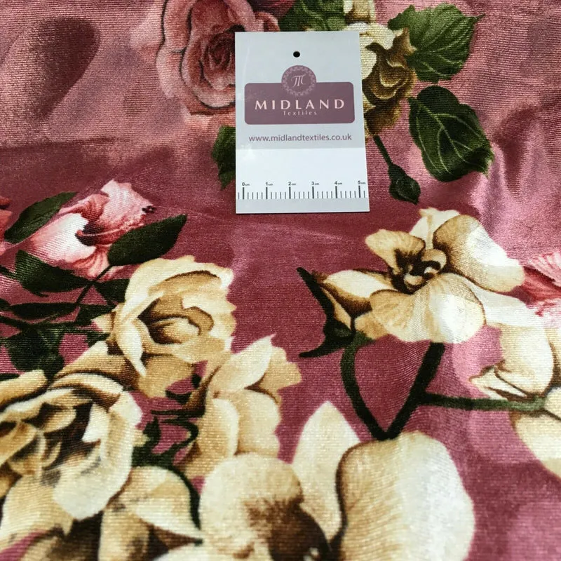 Vintage Floral Velvet Velour Stretch Printed dress fabric MA1430 Mtex
