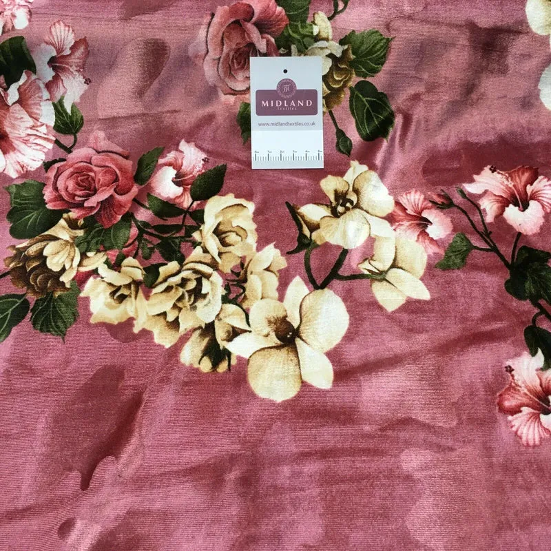 Vintage Floral Velvet Velour Stretch Printed dress fabric MA1430 Mtex