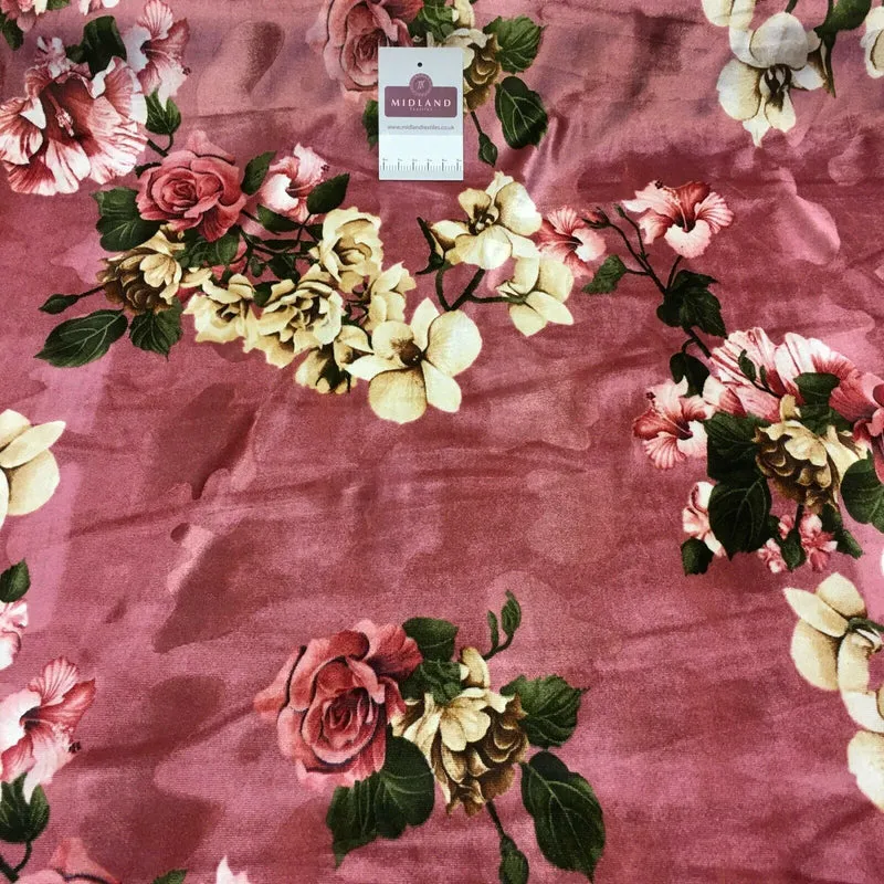 Vintage Floral Velvet Velour Stretch Printed dress fabric MA1430 Mtex