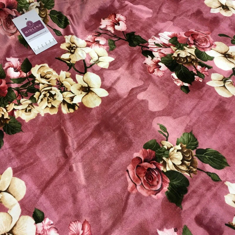 Vintage Floral Velvet Velour Stretch Printed dress fabric MA1430 Mtex