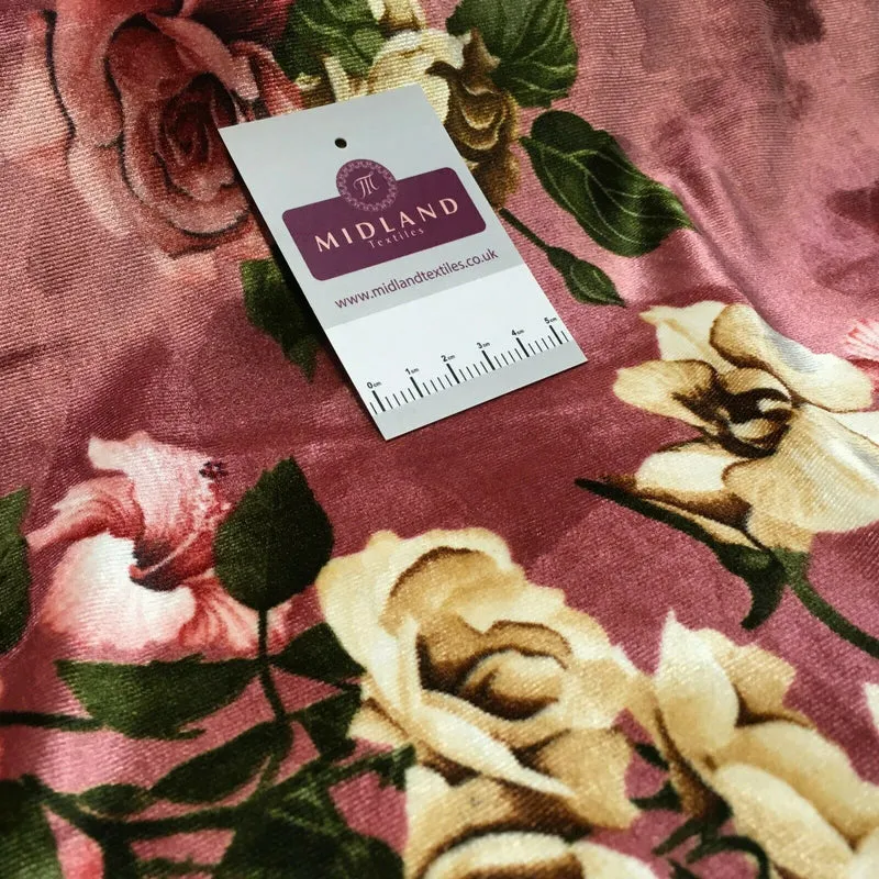 Vintage Floral Velvet Velour Stretch Printed dress fabric MA1430 Mtex