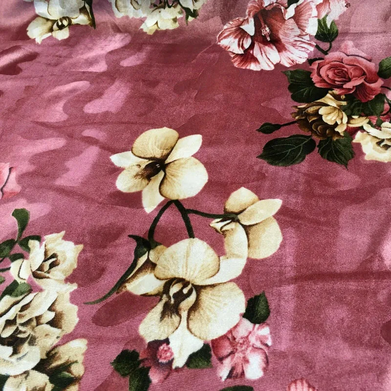 Vintage Floral Velvet Velour Stretch Printed dress fabric MA1430 Mtex