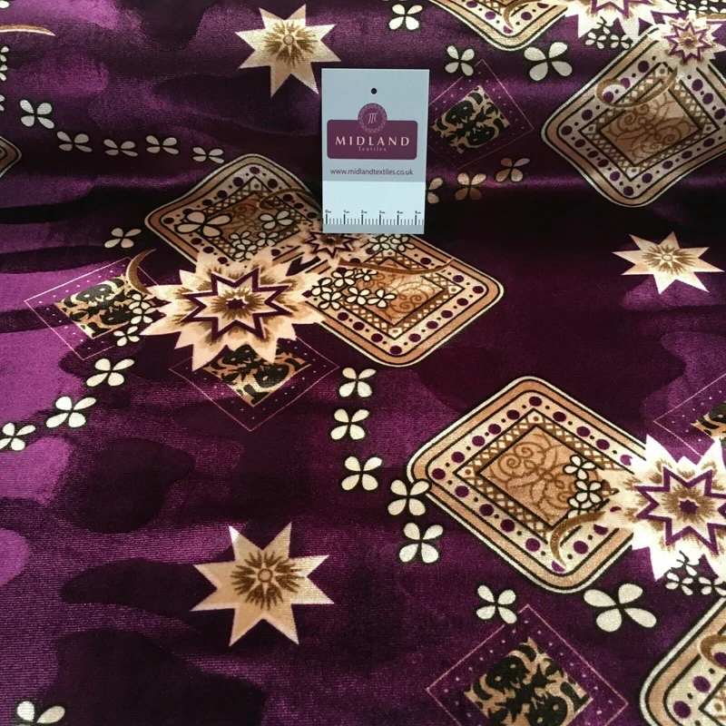 Vintage Floral Velvet Velour Stretch Printed dress fabric MA1430 Mtex
