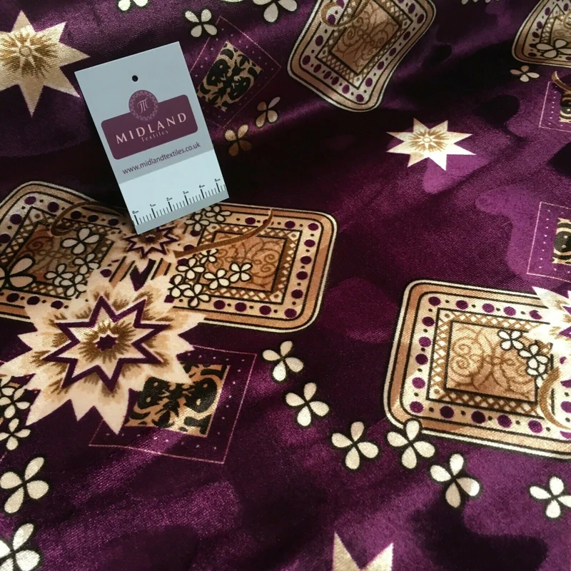 Vintage Floral Velvet Velour Stretch Printed dress fabric MA1430 Mtex