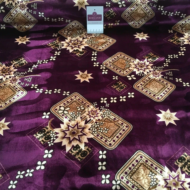 Vintage Floral Velvet Velour Stretch Printed dress fabric MA1430 Mtex