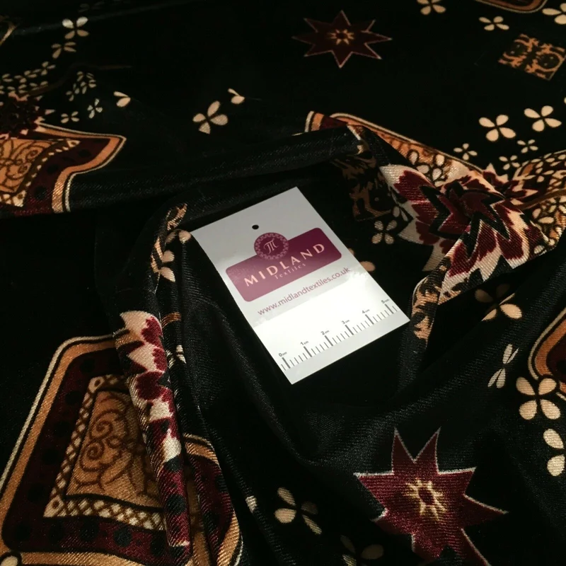 Vintage Floral Velvet Velour Stretch Printed dress fabric MA1430 Mtex