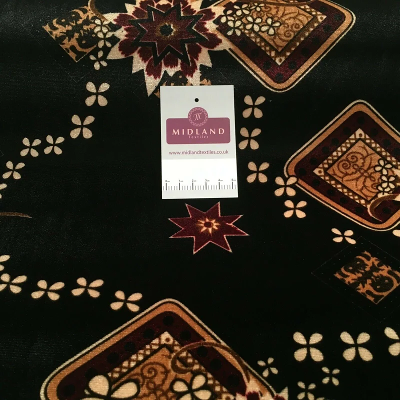 Vintage Floral Velvet Velour Stretch Printed dress fabric MA1430 Mtex
