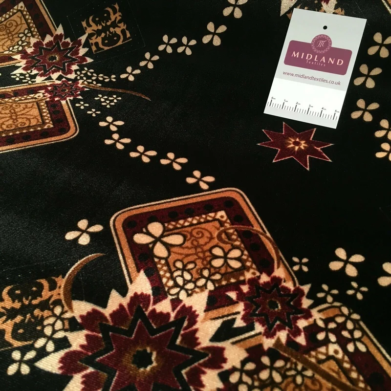 Vintage Floral Velvet Velour Stretch Printed dress fabric MA1430 Mtex