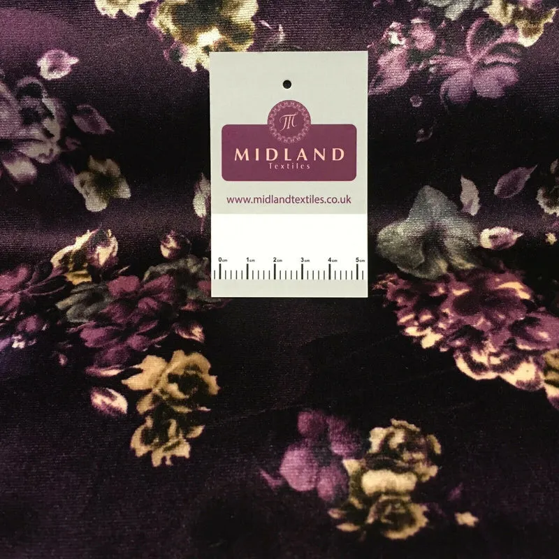 Vintage Floral Velvet Velour Stretch Printed dress fabric MA1430 Mtex