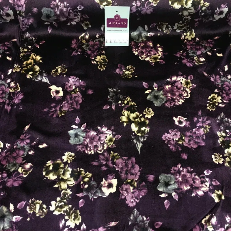 Vintage Floral Velvet Velour Stretch Printed dress fabric MA1430 Mtex