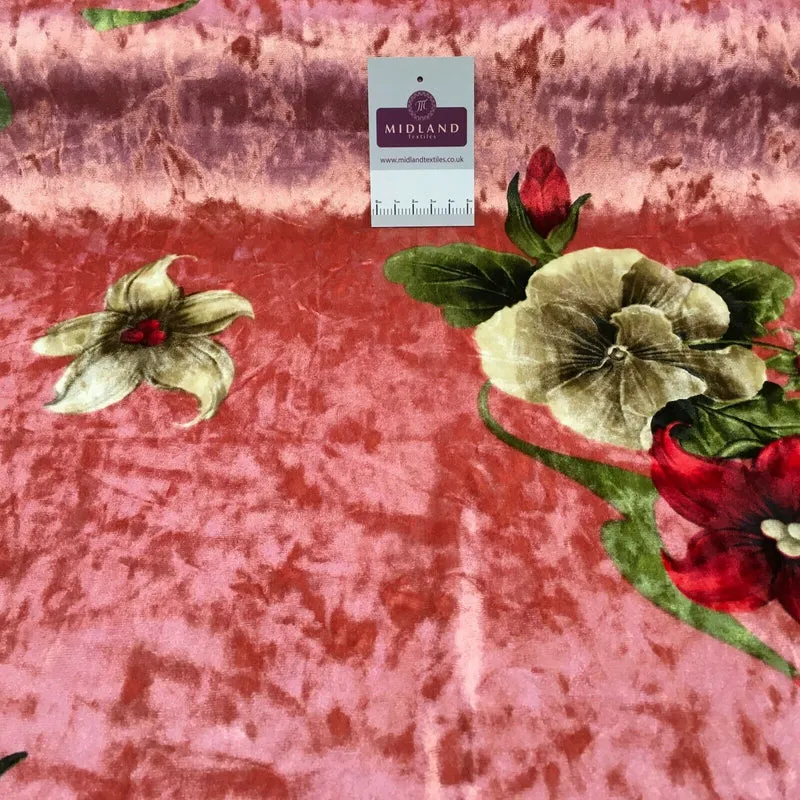 Vintage Floral Velvet Velour Stretch Printed dress fabric MA1430 Mtex